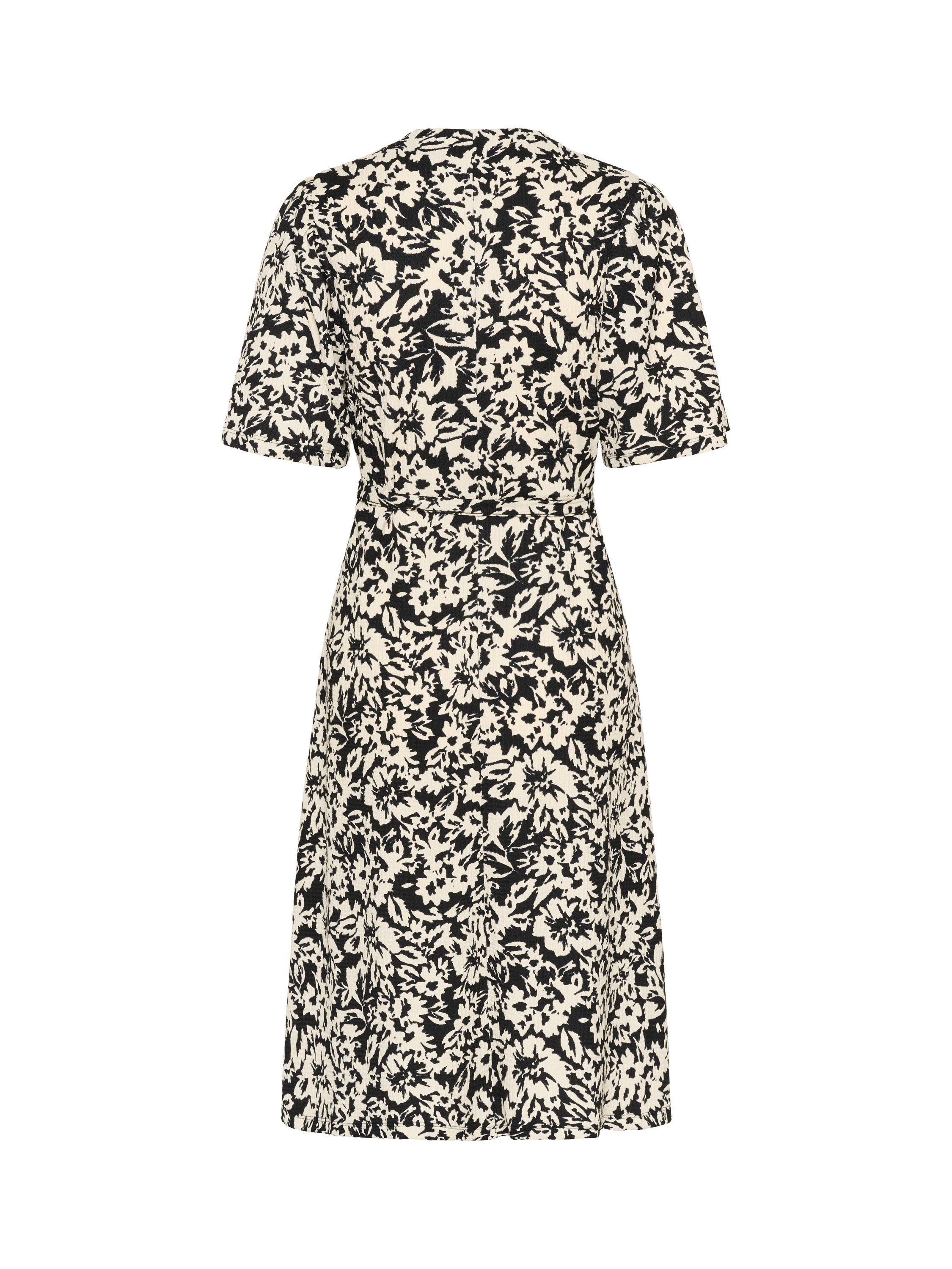 Product image 5 of 5, which shows KAFFE Eisa Jersey Tea Knee Length Dress, Black/Multi, XS