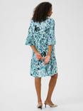 KAFFE Hera Amber Leopard Relaxed Fit Knee Length Dress, Green/Multi