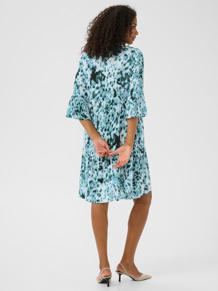KAFFE Hera Amber Leopard Relaxed Fit Knee Length Dress, Green/Multi - view 2, Green/Multi