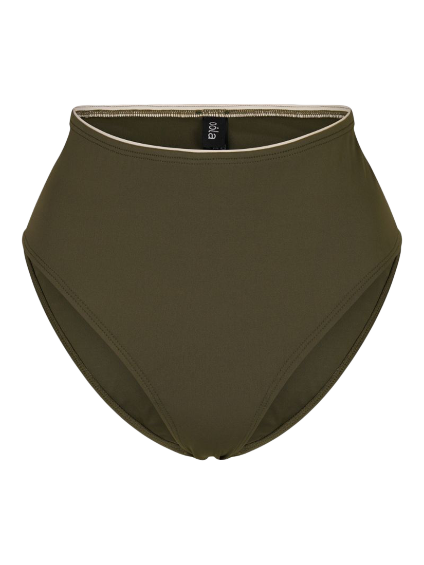 Product image 6 of 6, which shows Oola Lingerie Tummy Control Mid-Rise Bikini Bottoms, Olive, 14-16
