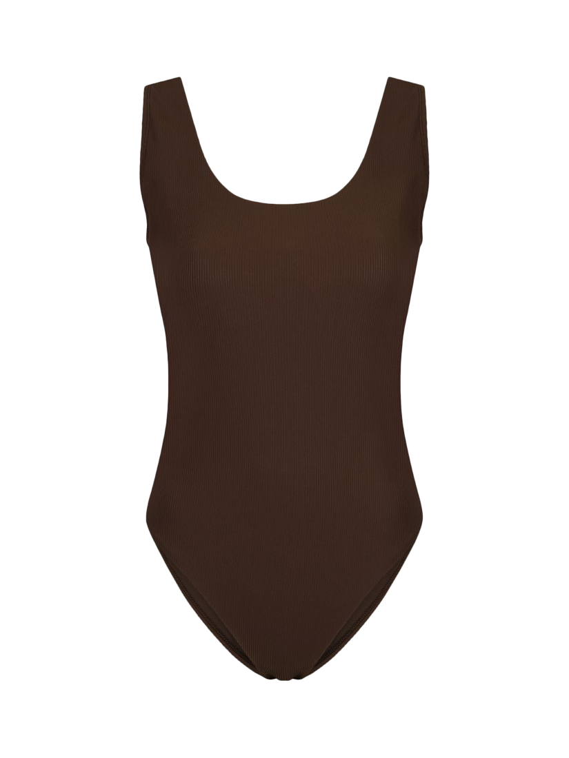 Product image 6 of 6, which shows Oola Lingerie Tummy Control Underwired Swimsuit, Chocolate, 38D