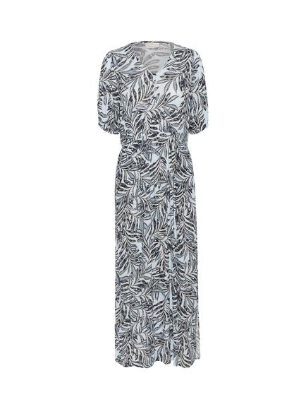 KAFFE Isolde Amber Leaf Print Dress, Blue - view 2, Blue