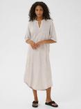 KAFFE Milia Stripe Kaftan Midi Dress, Grey/Multi