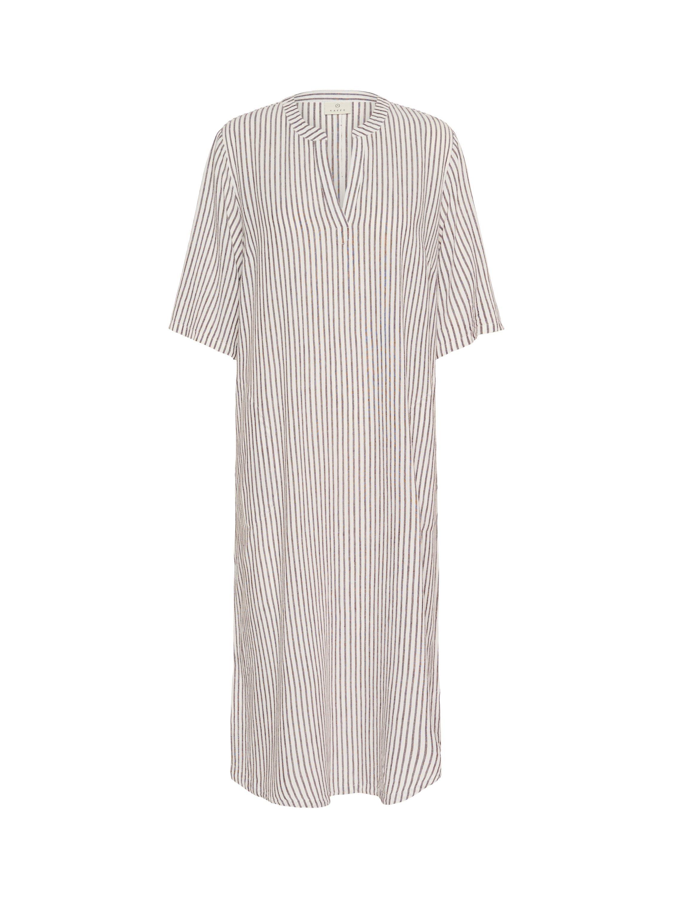 Product image 3 of 4, which shows KAFFE Milia Stripe Kaftan Midi Dress, Grey/Multi, 8