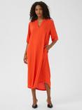 KAFFE Milia V-Neck Kaftan Dress, Mid Red