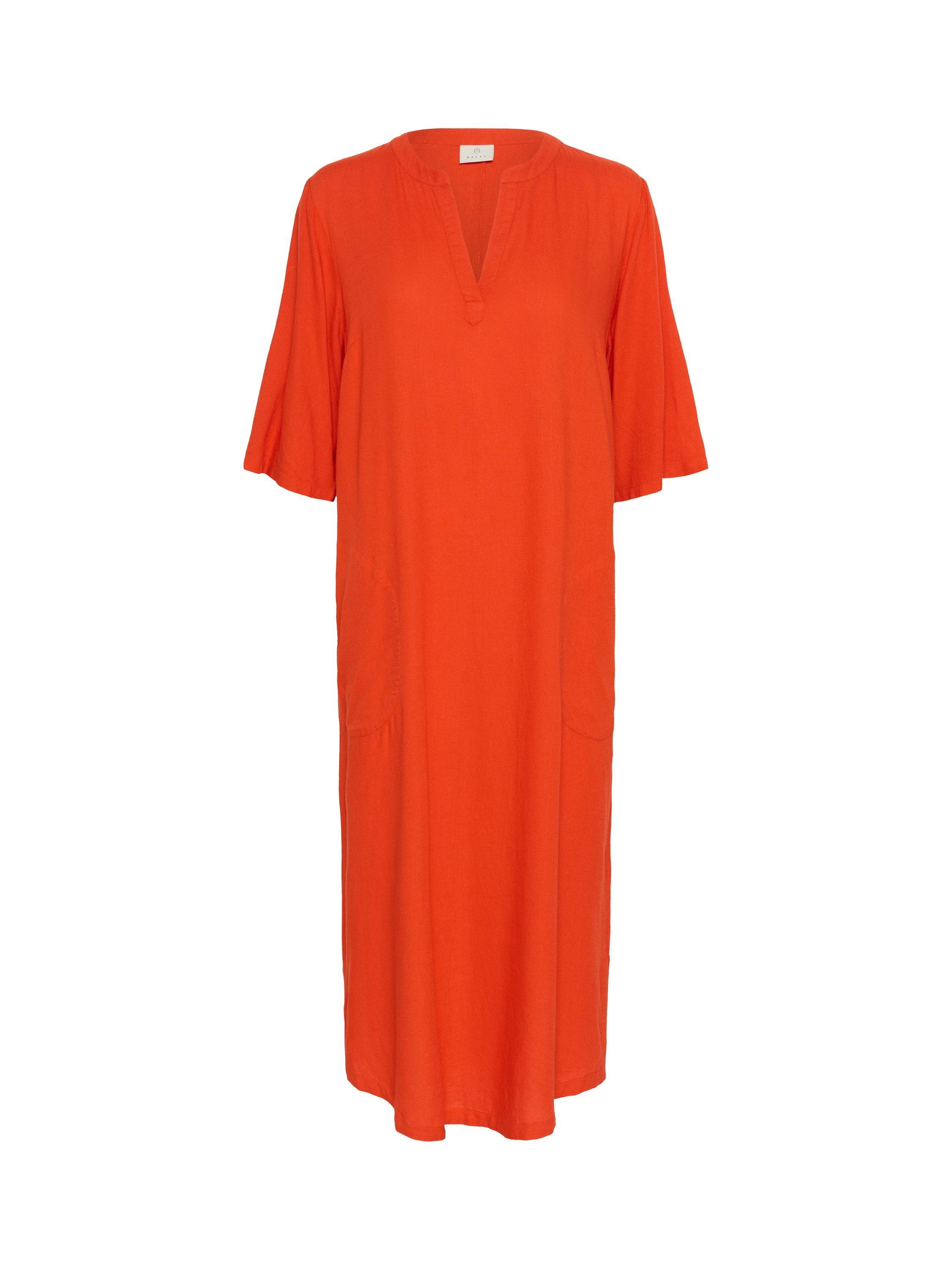 Product image 3 of 4, which shows KAFFE Milia V-Neck Kaftan Dress, Mid Red, 8