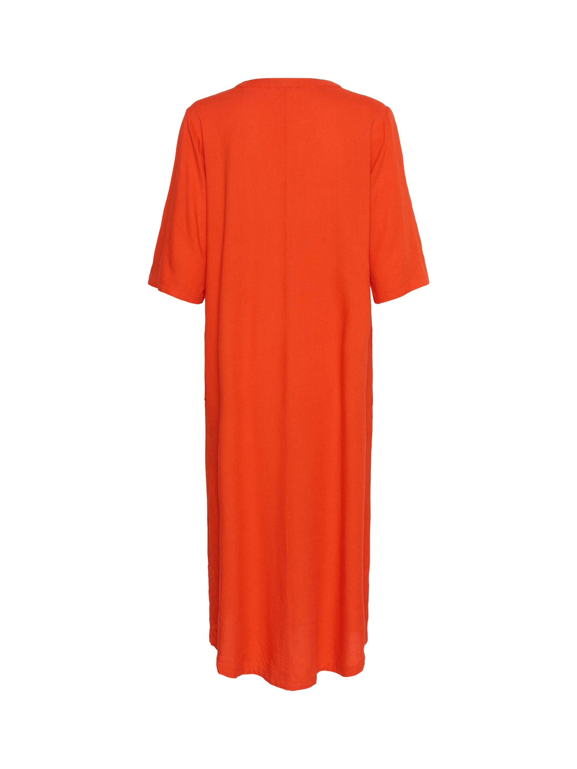 Product image 4 of 4, which shows KAFFE Milia V-Neck Kaftan Dress, Mid Red, 8