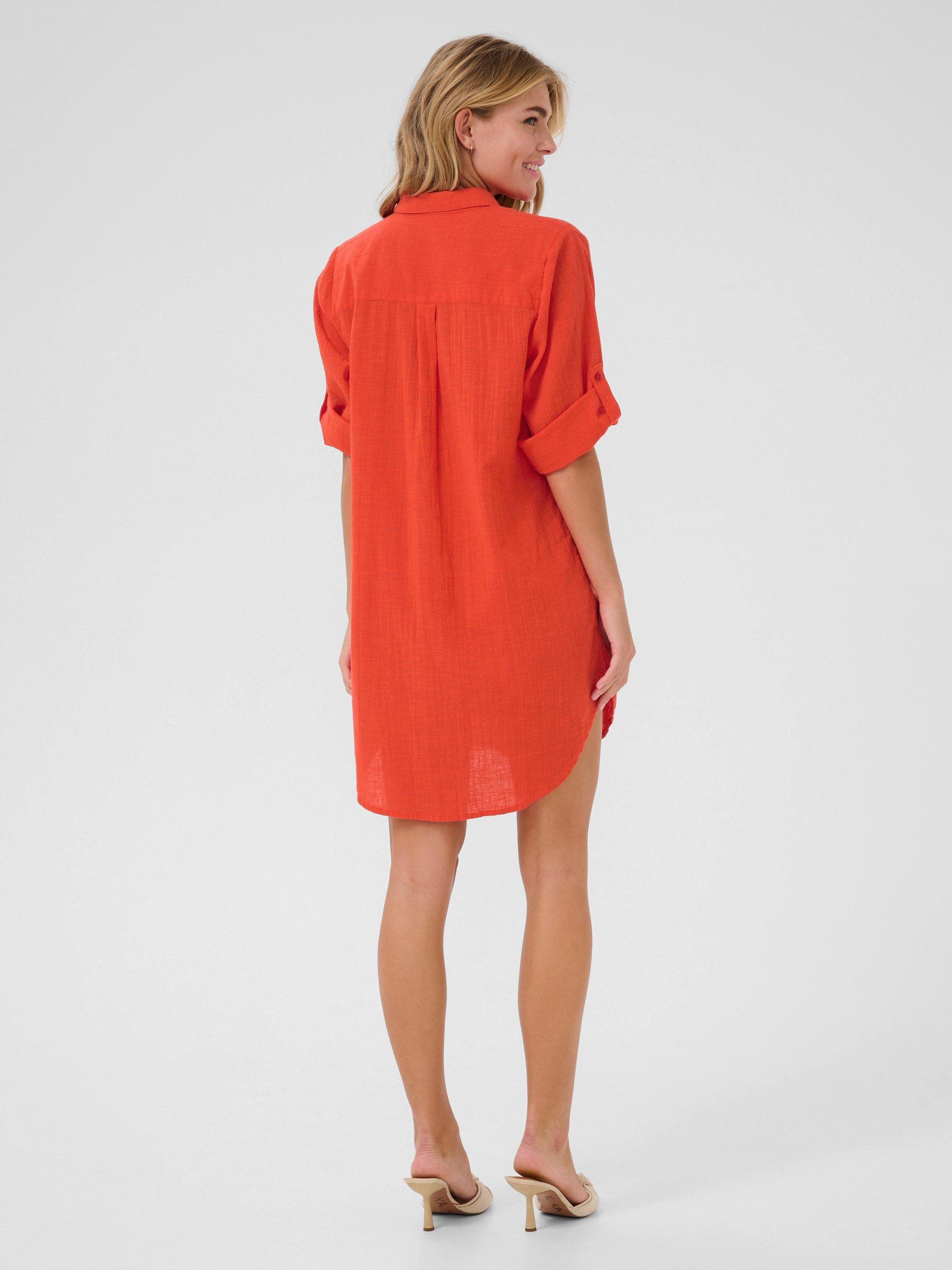 Product image 2 of 6, which shows KAFFE Pauline Shirt Mini Dress, Mid Red, 12