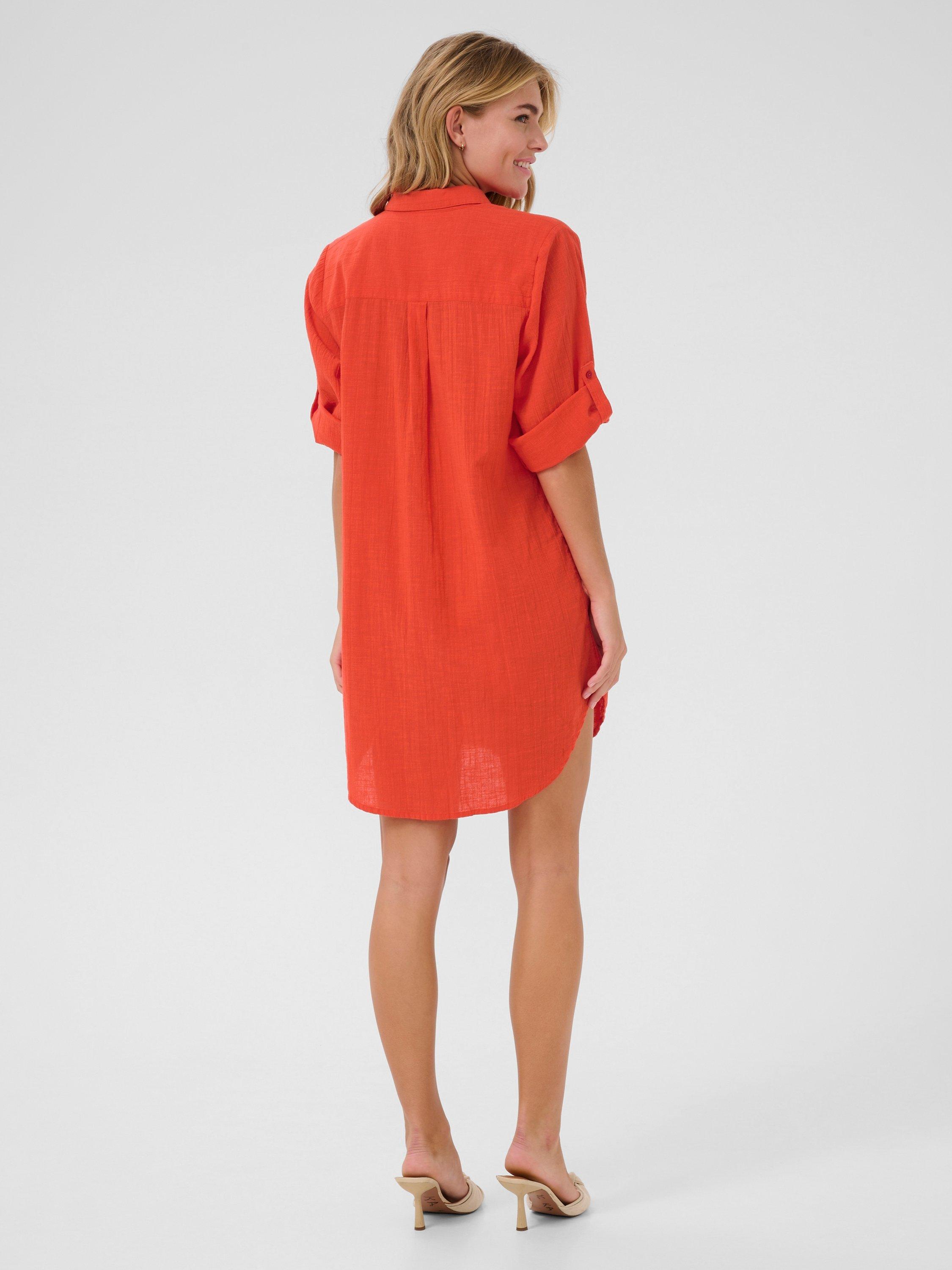 Product image 4 of 6, which shows KAFFE Pauline Shirt Mini Dress, Mid Red, 12