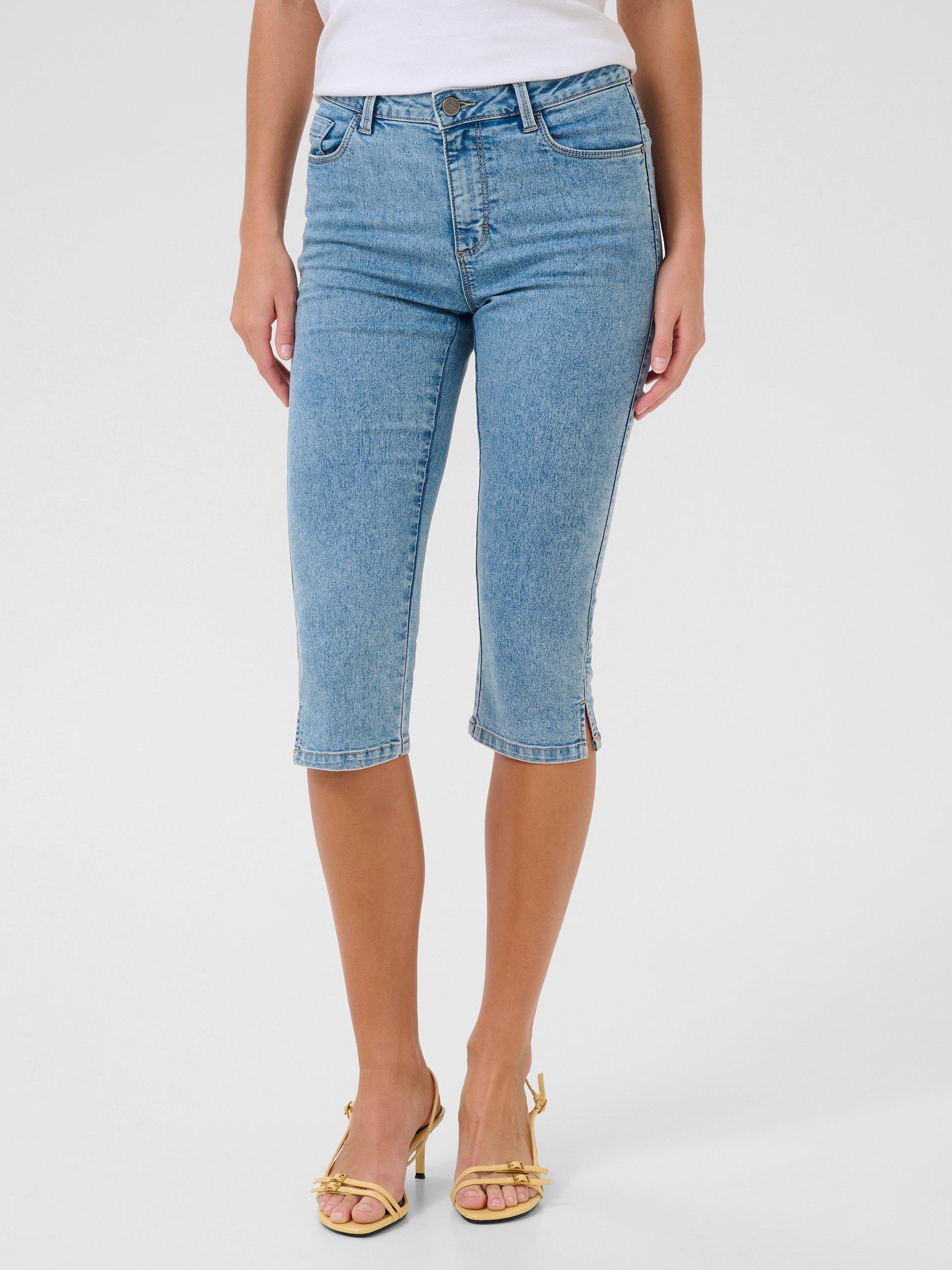 Product image 1 of 5, which shows KAFFE Vicky Slim Fit Capri Jeans, Light Blue, 8