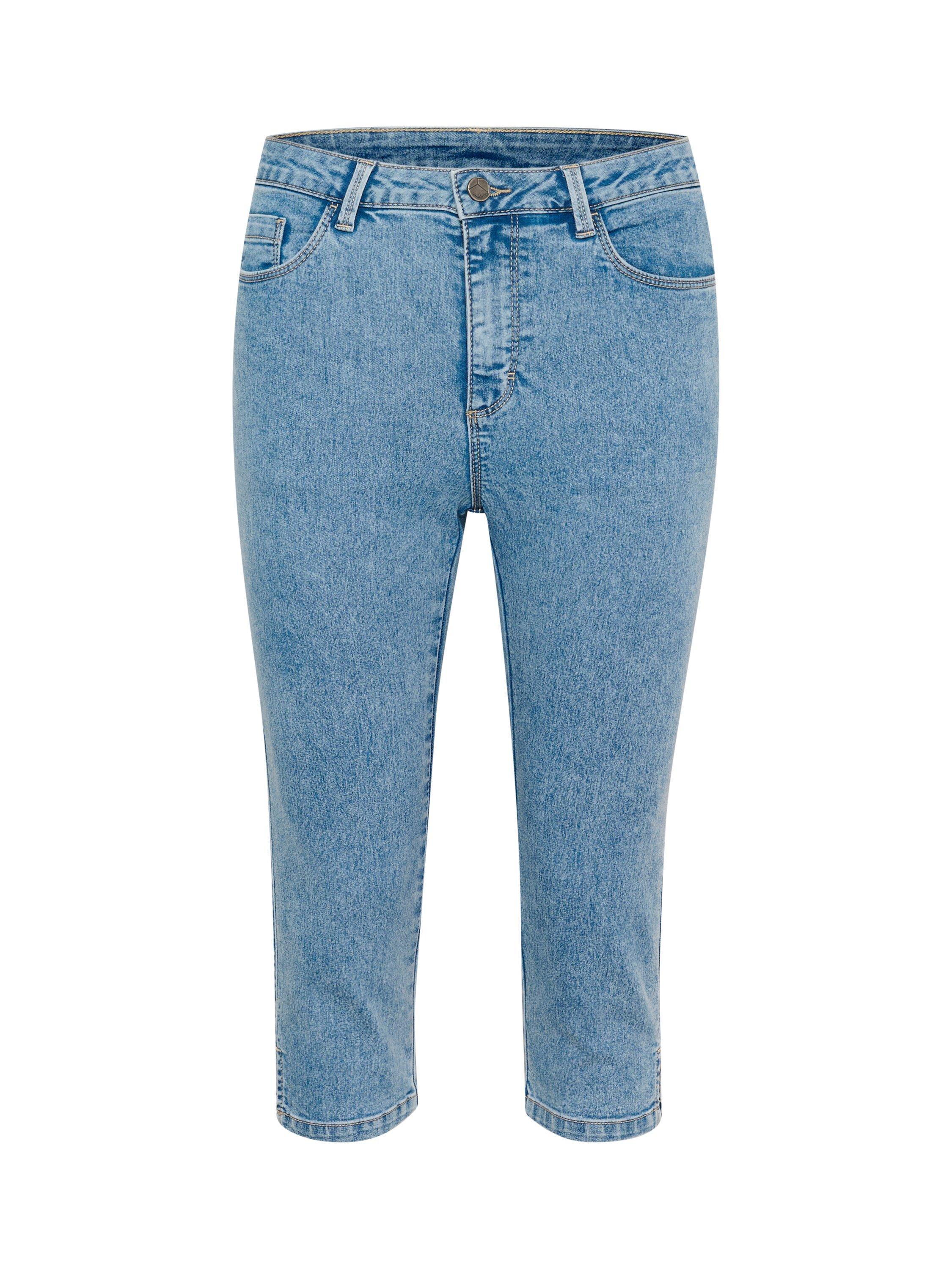 Product image 4 of 5, which shows KAFFE Vicky Slim Fit Capri Jeans, Light Blue, 8