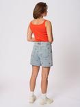 KAFFE Babeth Floral Embroidered Denim Shorts, Blue/Multi