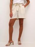 KAFFE Karoline High Waist Belted Shorts, Beige