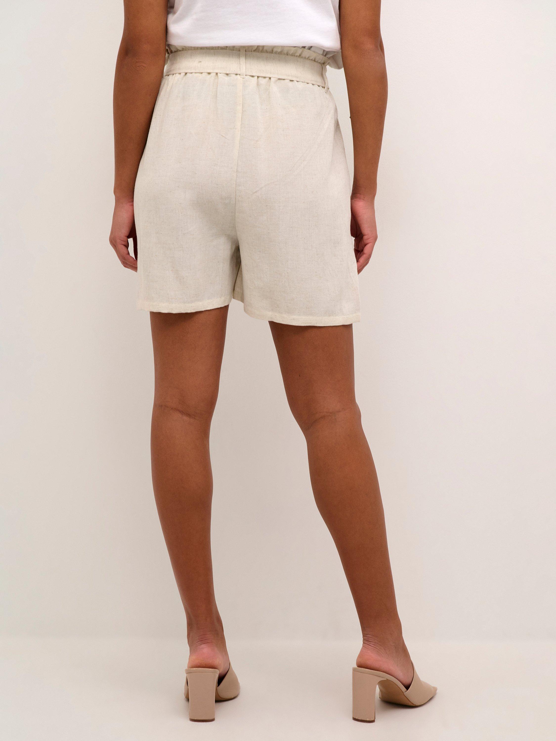 Product image 2 of 6, which shows KAFFE Karoline High Waist Belted Shorts, Beige, 16