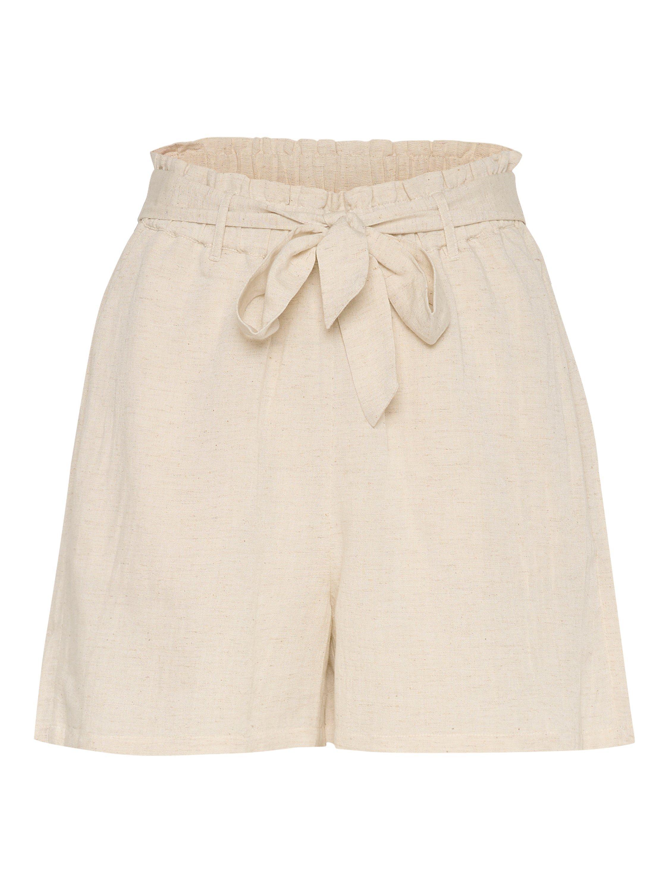 Product image 5 of 6, which shows KAFFE Karoline High Waist Belted Shorts, Beige, 16