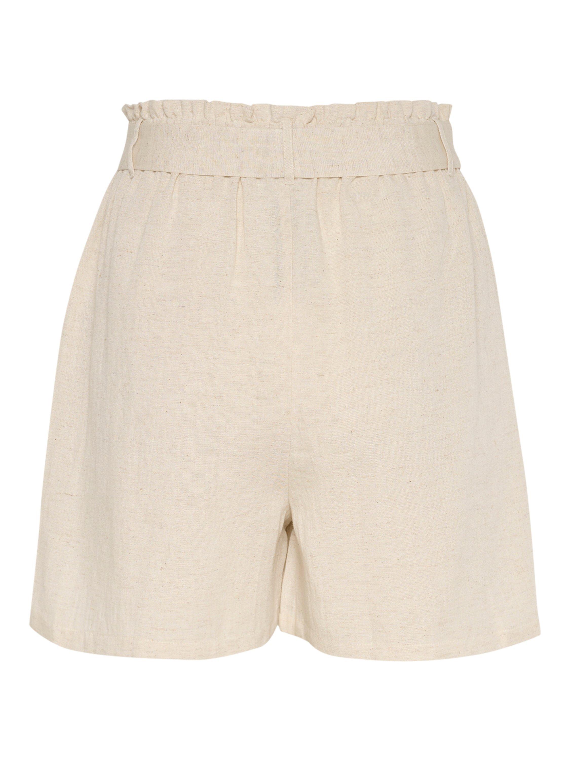 Product image 6 of 6, which shows KAFFE Karoline High Waist Belted Shorts, Beige, 16