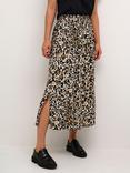 KAFFE Dagmar Animal Print Midi Skirt, Beige/Multi