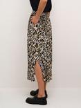 KAFFE Dagmar Animal Print Midi Skirt, Beige/Multi