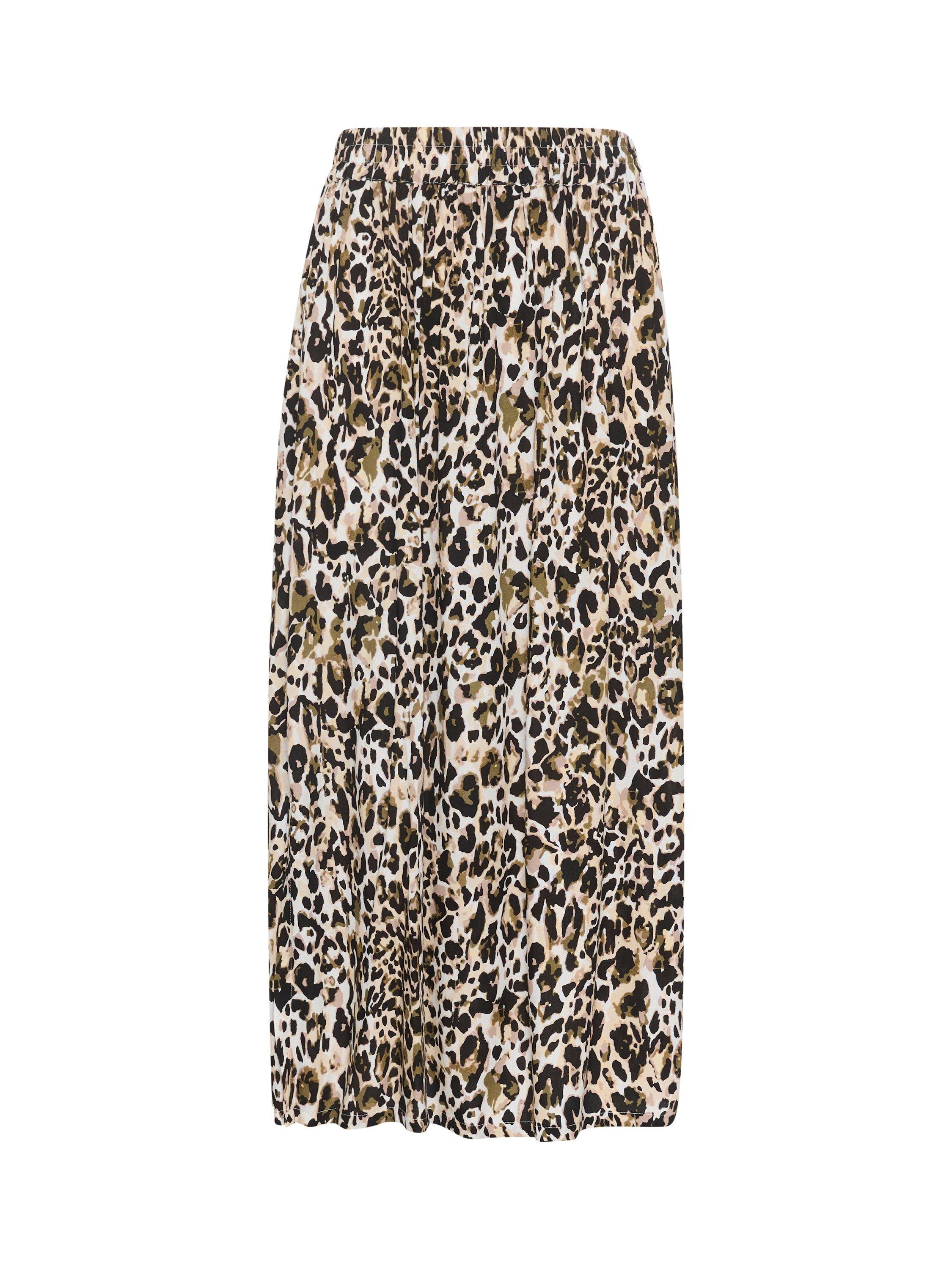 Product image 6 of 6, which shows KAFFE Dagmar Animal Print Midi Skirt, Beige/Multi, S