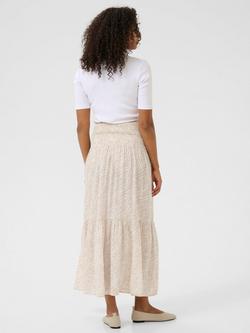 KAFFE Abstract Tiered Smock Maxi Skirt, Beige - view 2, Beige