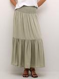 KAFFE Smock Tiered Maxi Skirt, Mid Green