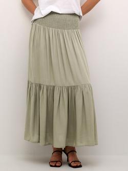KAFFE Smock Tiered Maxi Skirt, Mid Green, Mid Green