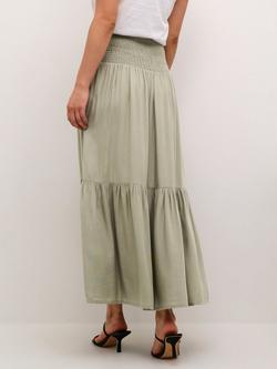 KAFFE Smock Tiered Maxi Skirt, Mid Green - view 2, Mid Green