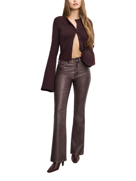 Good American Good Classic Bootcut Faux Leather Trousers, Burgundy, Burgundy