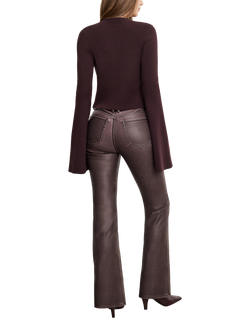 Good American Good Classic Bootcut Faux Leather Trousers, Burgundy - view 2, Burgundy