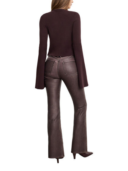 Good American Good Classic Bootcut Faux Leather Trousers, Burgundy - view 2, Burgundy