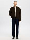 Selected Reign Lano Wool Blend Bomber Jacket, Brown