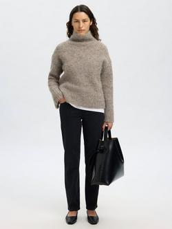 Selected Gabriella Long Sleeve High Neck Jumper - view 2, Steel Grey