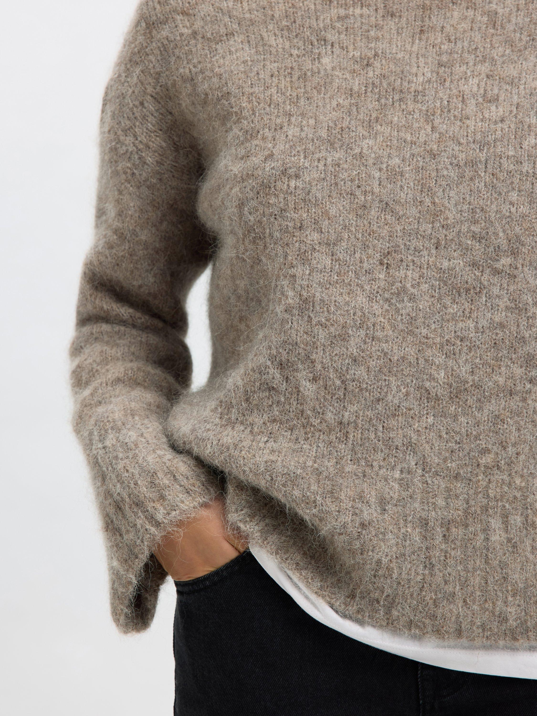 Product image 5 of 5, which shows Selected Gabriella Long Sleeve High Neck Jumper, Steel Grey, XS