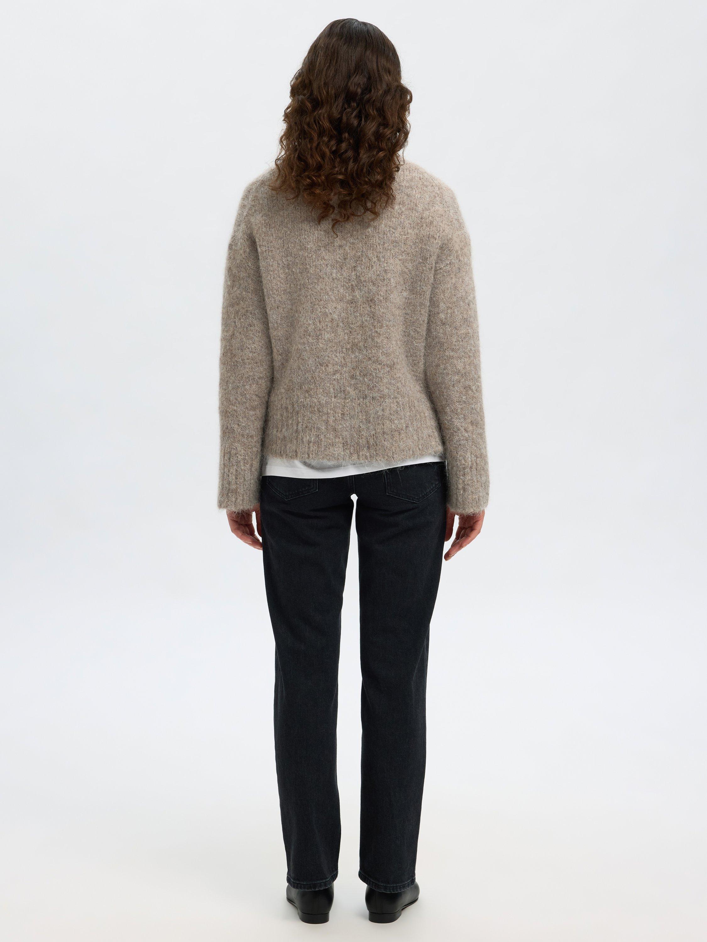 Product image 4 of 5, which shows Selected Gabriella Long Sleeve High Neck Jumper, Steel Grey, XS