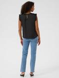 KAFFE Ariel Satin Flutter Sleeve Blouse, Black