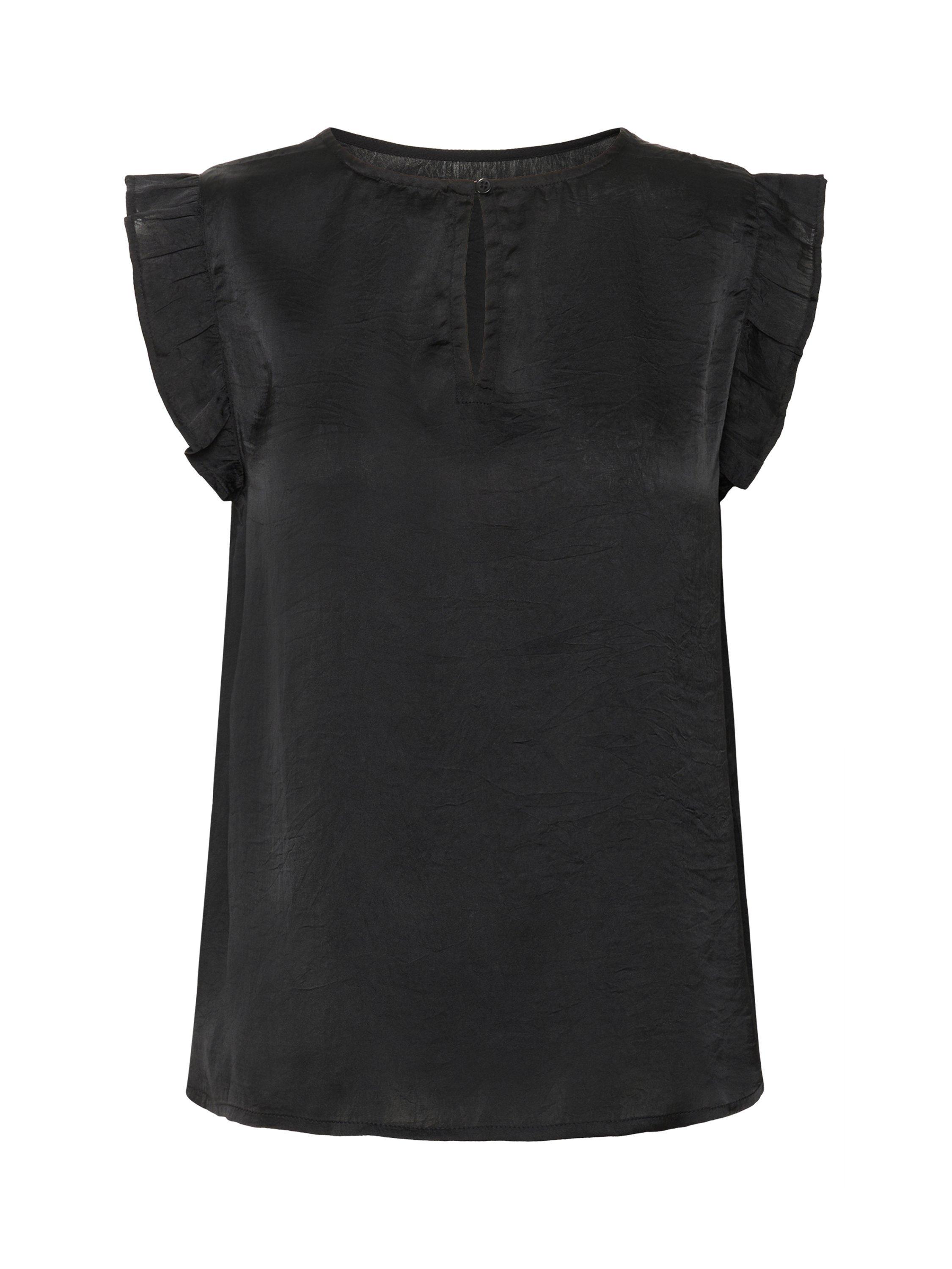 Product image 4 of 5, which shows KAFFE Ariel Satin Flutter Sleeve Blouse, Black, 8