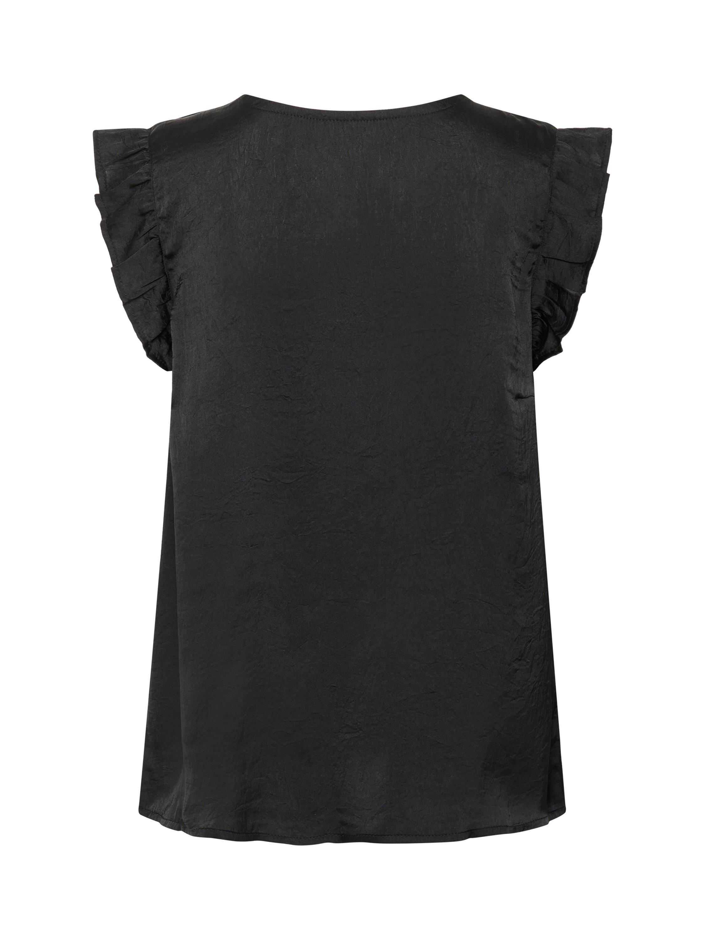 Product image 5 of 5, which shows KAFFE Ariel Satin Flutter Sleeve Blouse, Black, 8