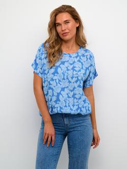 KAFFE Lisa Sine Floral Blouse, Blue/Multi, Blue/Multi