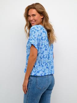 KAFFE Lisa Sine Floral Blouse, Blue/Multi - view 2, Blue/Multi