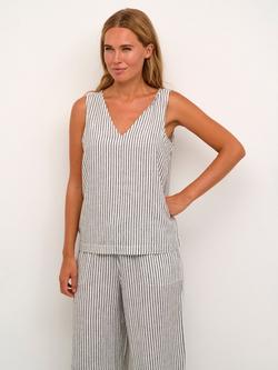 KAFFE Milia Stripe Top, White/Multi, White/Multi