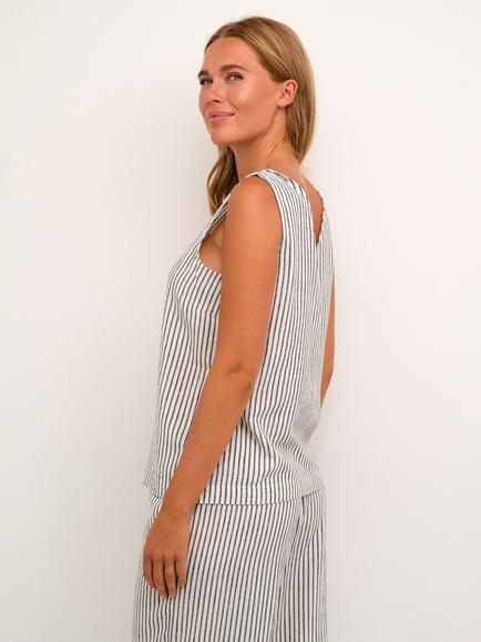 KAFFE Milia Stripe Top, White/Multi - view 2, White/Multi