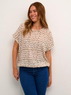 KAFFE Lokia Abstract Squares Blouse, Beige