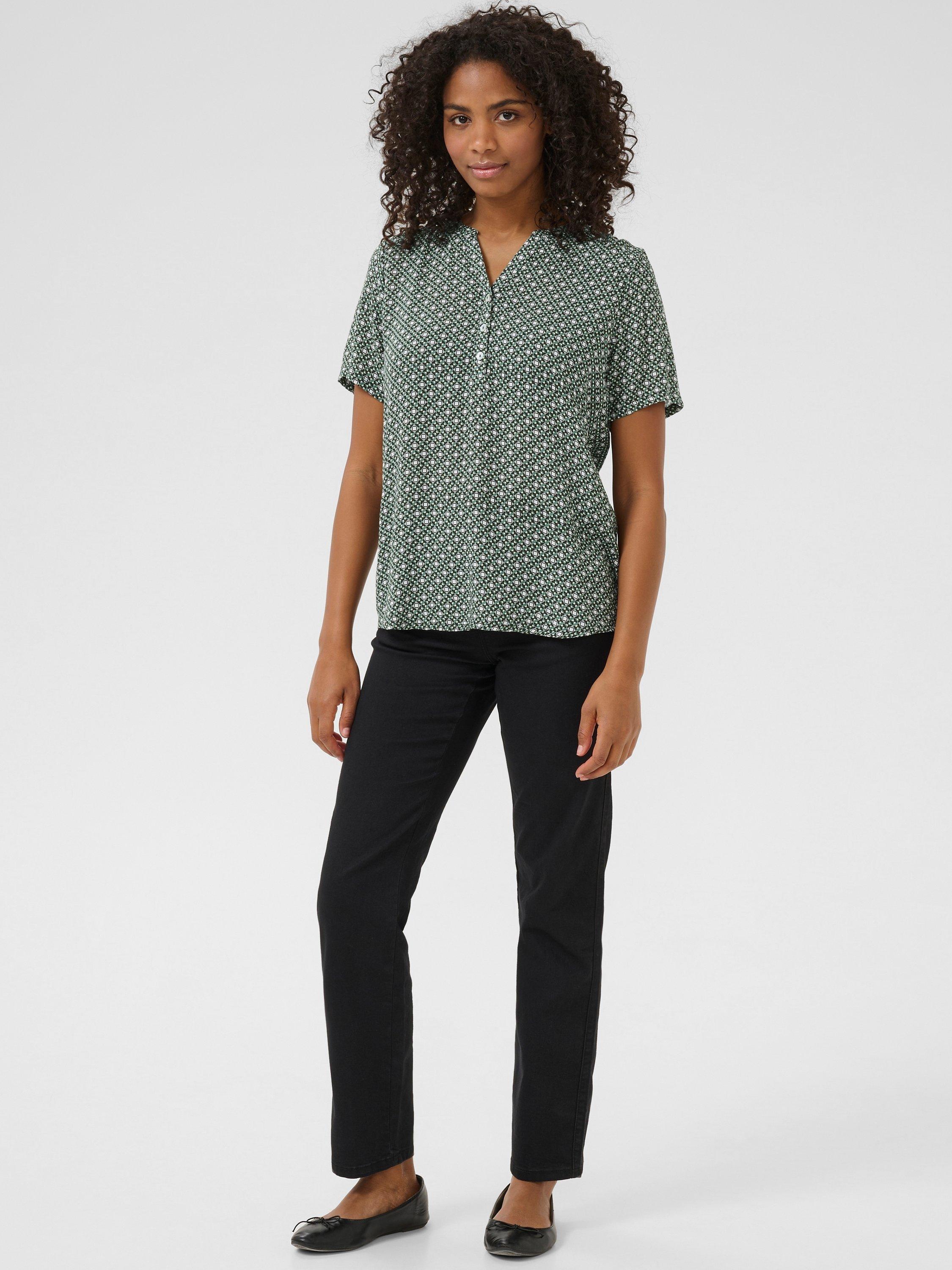 Product image 2 of 5, which shows KAFFE Alvine Grape Leaf V-Neck Blouse, Green/Multi, 8