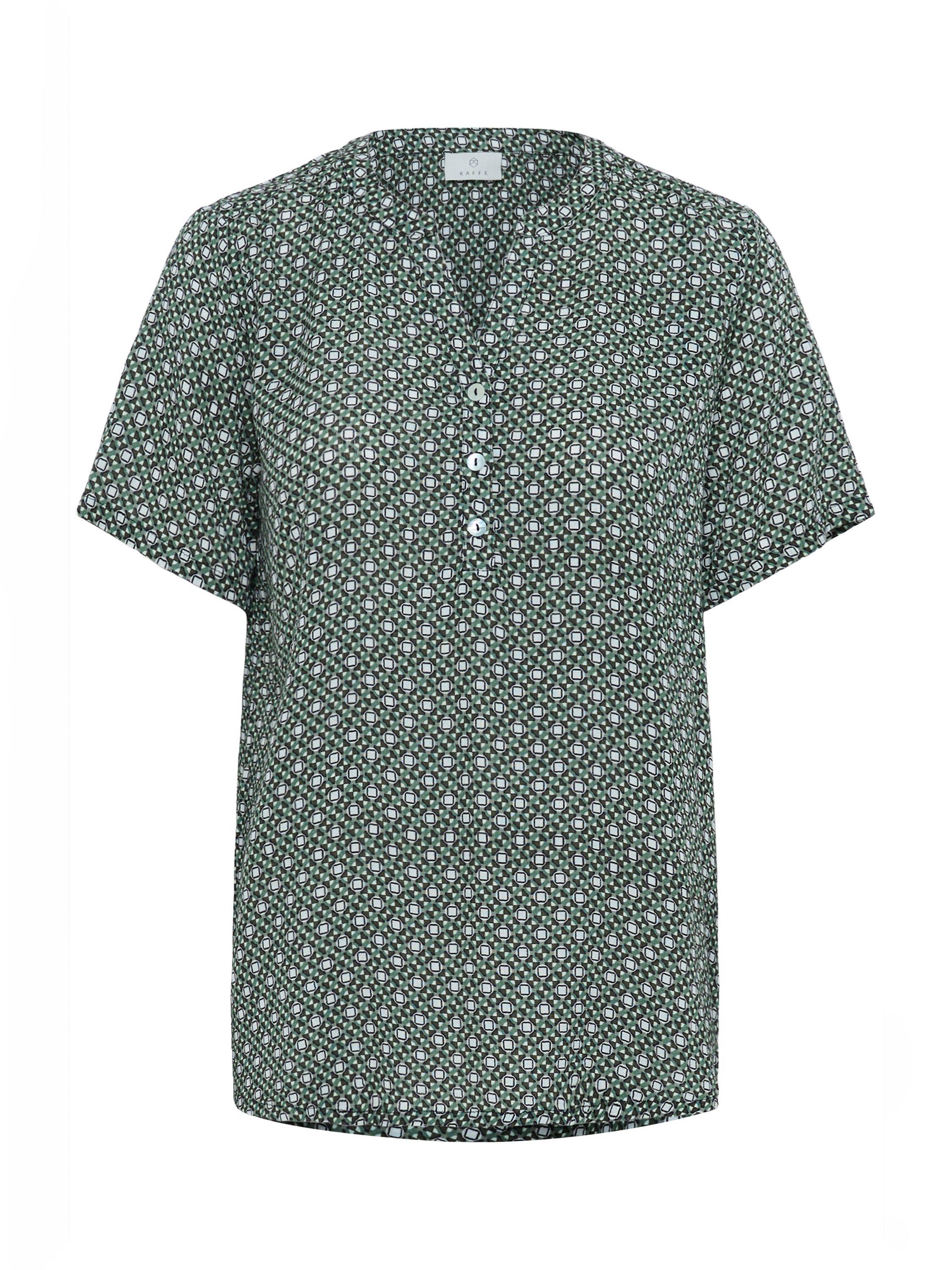 Product image 4 of 5, which shows KAFFE Alvine Grape Leaf V-Neck Blouse, Green/Multi, 8