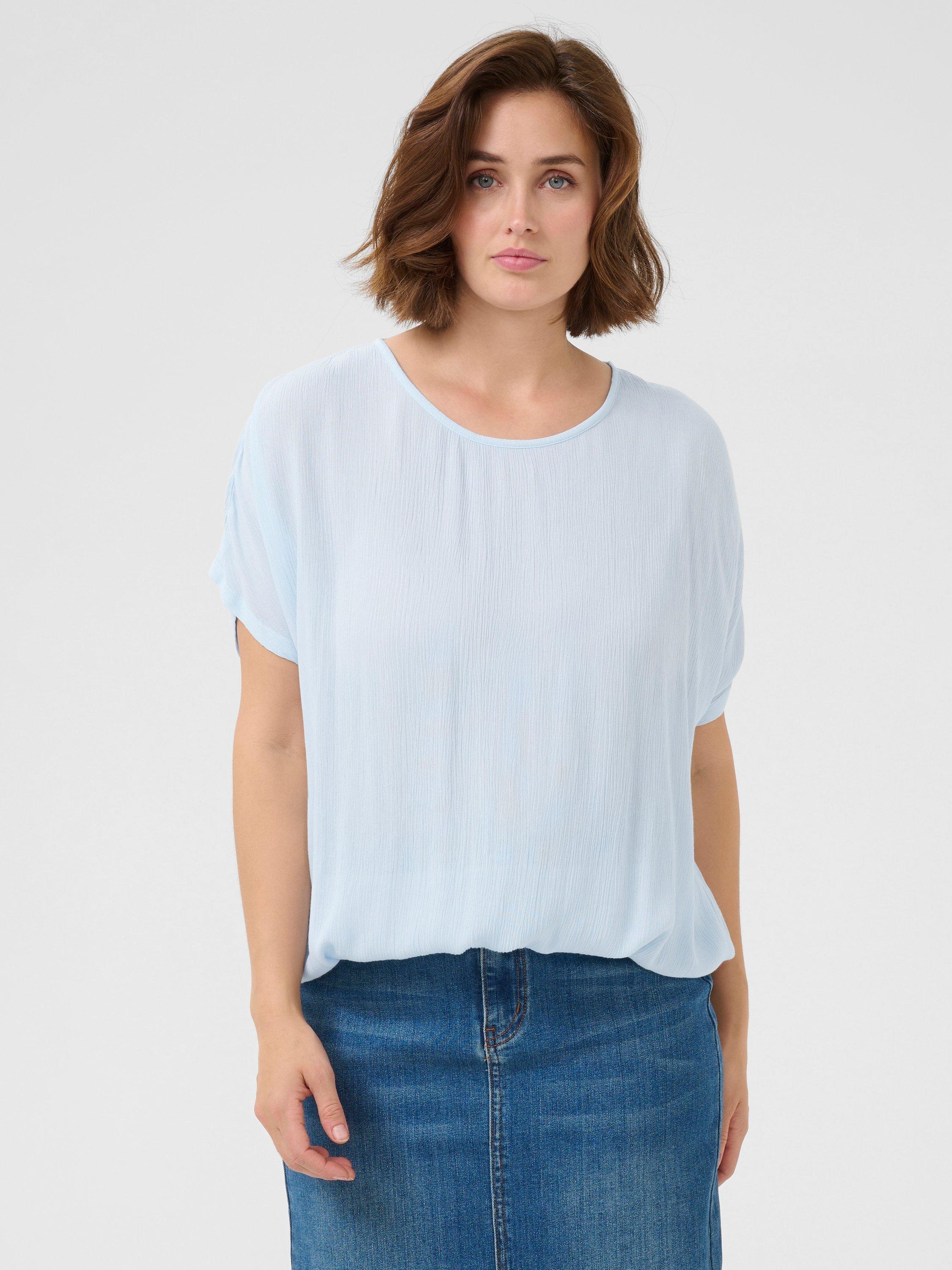 Product image 1 of 5, which shows KAFFE Amber Boxy Blouse, Mid Blue, 10