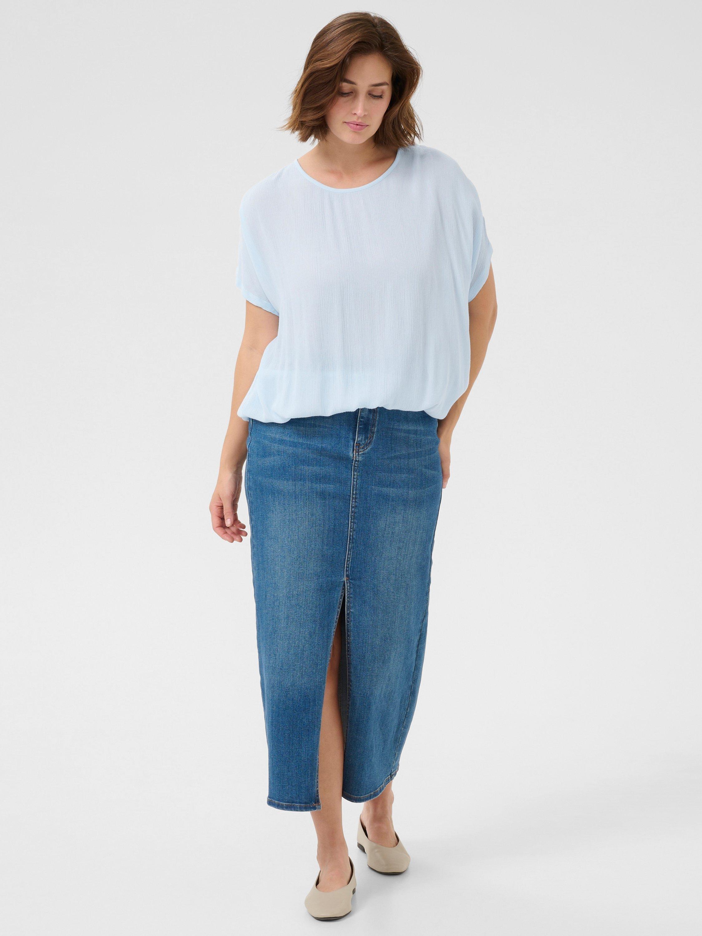 Product image 3 of 5, which shows KAFFE Amber Boxy Blouse, Mid Blue, 10