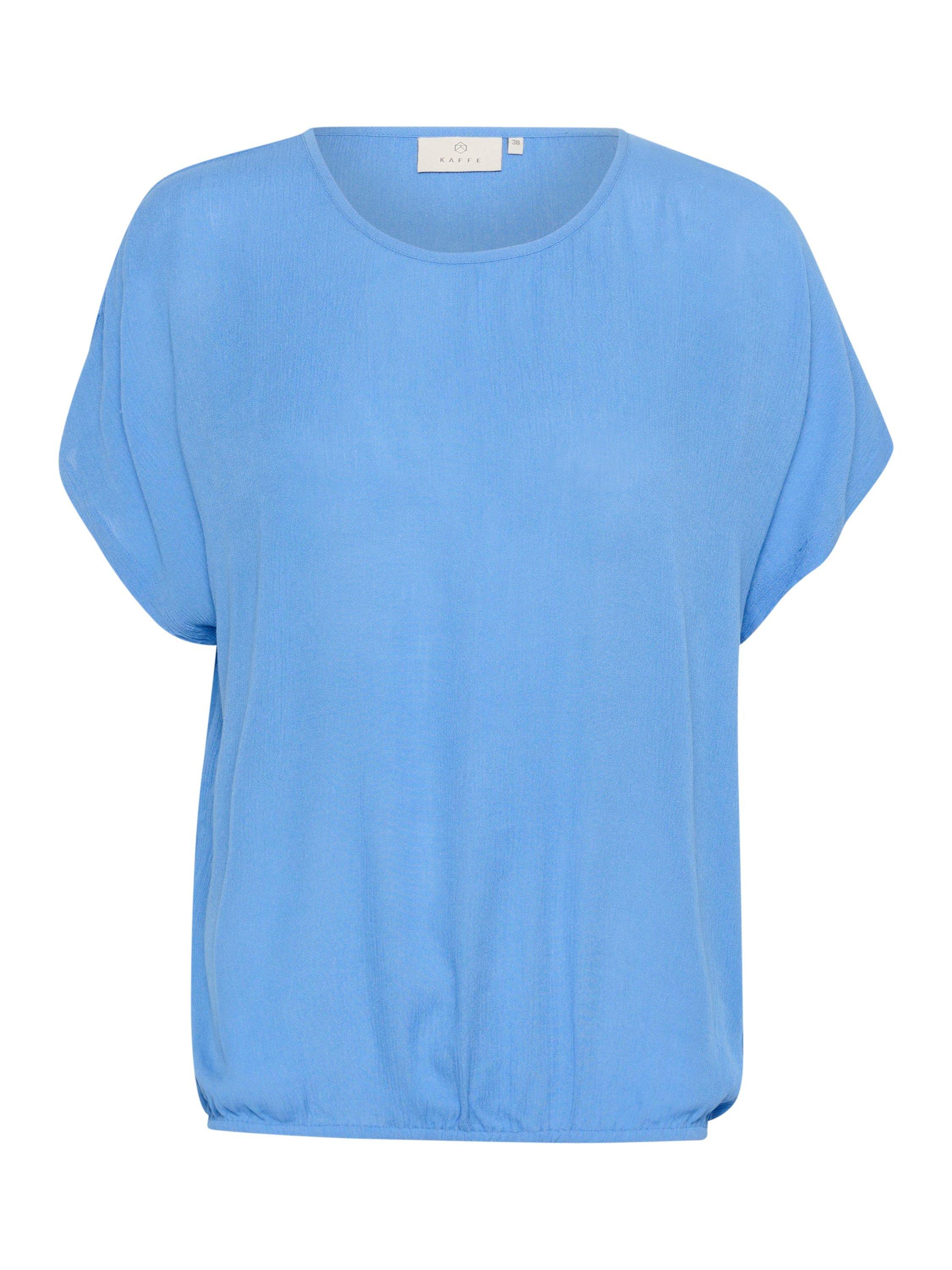 Product image 5 of 6, which shows KAFFE Amber Short Sleeve Blouse, Mid Blue, 8