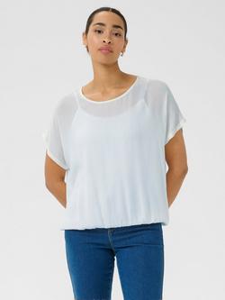 KAFFE Amber Semi Sheer Blouse, White, White