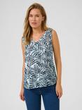 KAFFE Amber Leaf Print Top, Blue