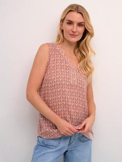 KAFFE Amber Abstract Sleeveless Blouse, Red/Multi, Red/Multi